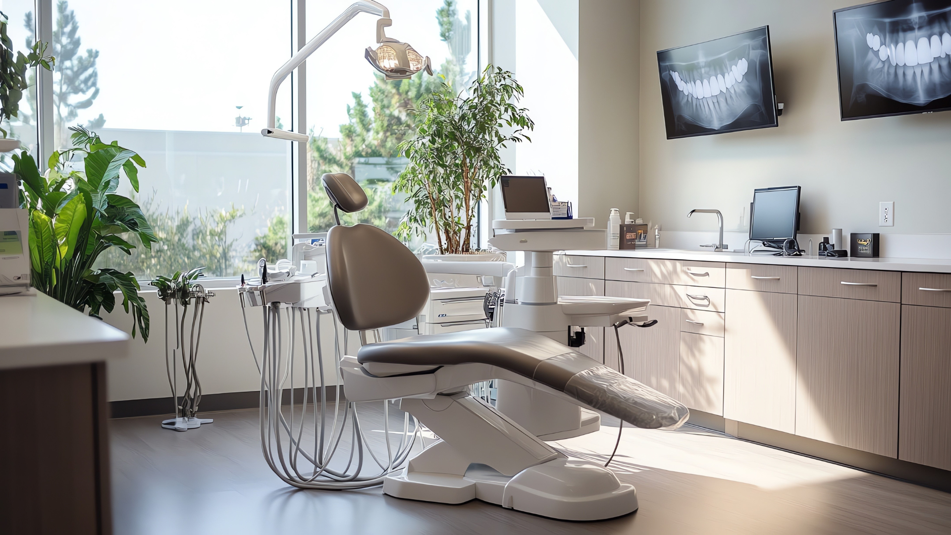 dental office with an empty chair
